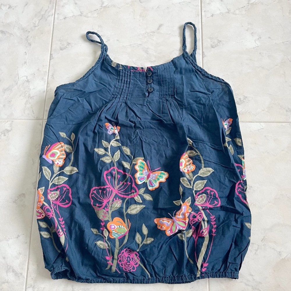 Mudd Butterfly/Floral-Patterned Henley Navy Blue Camisole Tank Girls M (10/12)